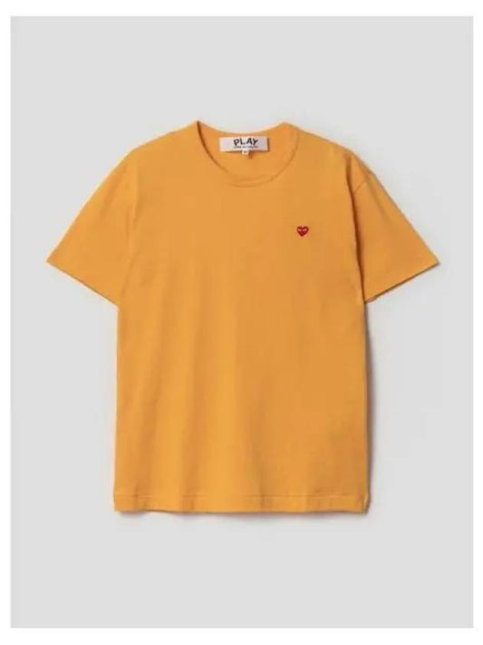 Men s Small Red Heart Waffen T Shirt Yellow Domestic Product - COMME DES GARCONS PLAY - BALAAN 1