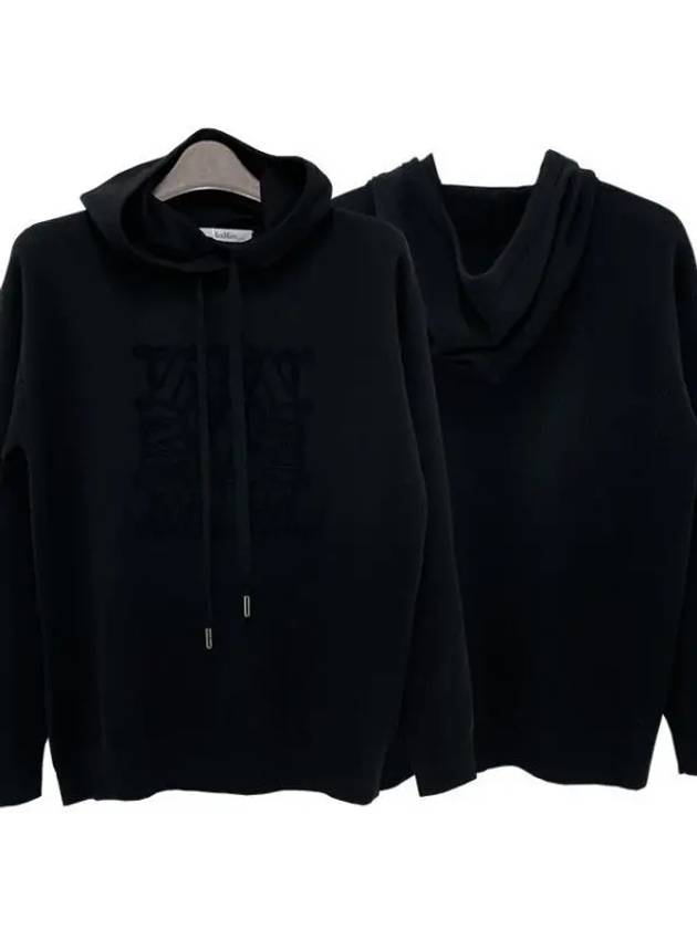 Embroidered Logo Drawstring Hoodie Black - MAX MARA - BALAAN 2