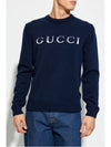 Intarsia Wool Sweater Dark Blue - GUCCI - BALAAN 4