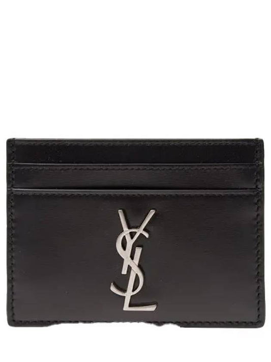 Monogram Card Case in Smooth Leather Black - SAINT LAURENT - BALAAN 2