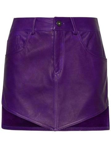 Salvatore Santoro Purple Leather Miniskirt - SALVATORE SANTORO - BALAAN 1