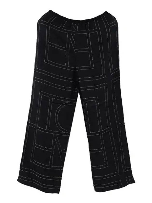 Silk Monogram Print Pyjamas Straight Pants Black - TOTEME - BALAAN 2