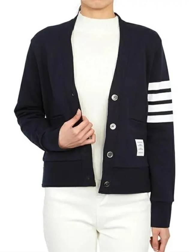 4-Bar Loopback Jersey Cardigan Navy - THOM BROWNE - BALAAN 5