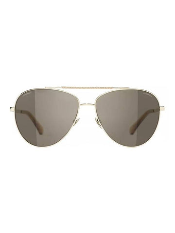 Eyewear Double Bridge Aviator Sunglasses Pale Gold Brown - CHANEL - BALAAN 1