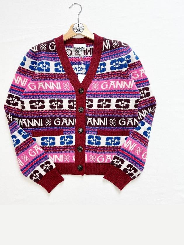 Women s graphic logo cardigan multi K2122 - GANNI - BALAAN 5