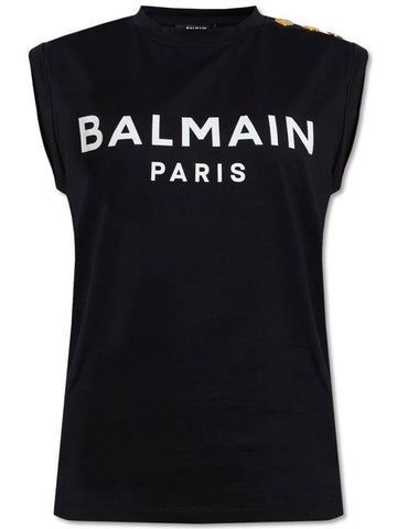 Balmain Sleeveless T-shirt With Logo, Women's, Black - BALMAIN - BALAAN 1