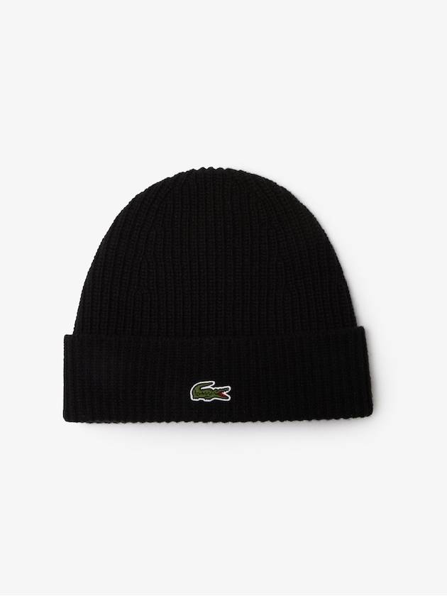 Logo Patch Wool Beanie Black - LACOSTE - BALAAN 2