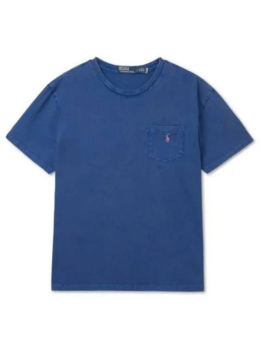 Classic fit cotton linen pocket t shirt blue - POLO RALPH LAUREN - BALAAN 1