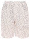 Logo Monogram Linen Bermuda Shorts Beige - FENDI - BALAAN 2