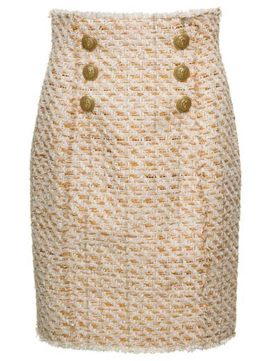 Short Skirt AF0LB845CD62GCC Beige - BALMAIN - BALAAN 1