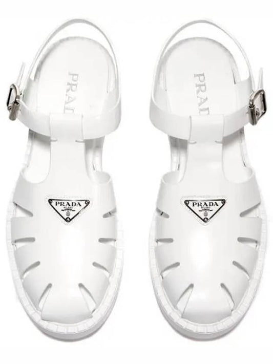 Brushed Leather Fisherman Sandals White - PRADA - BALAAN 2