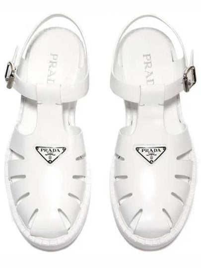 Brushed Leather Fisherman Sandals White - PRADA - BALAAN 2