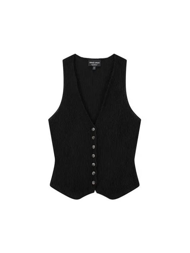 Women s Cashmere Ribbed Vest Black - GIORGIO ARMANI - BALAAN 1