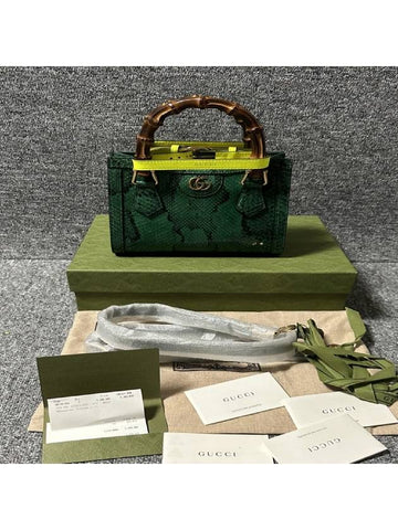 Diana Mini Green Python Tote Bag - GUCCI - BALAAN 1