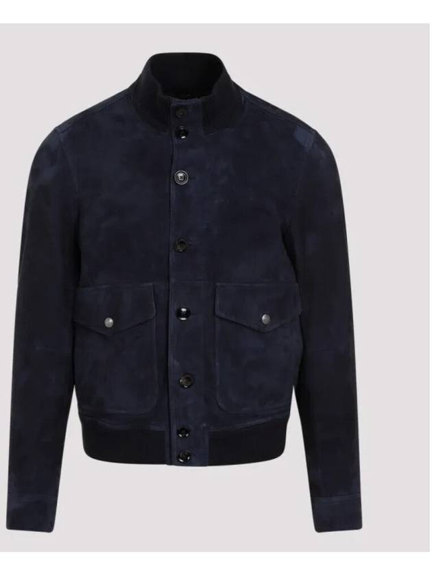 Leather Light Suede Bomber Jacket Navy - TOM FORD - BALAAN 2