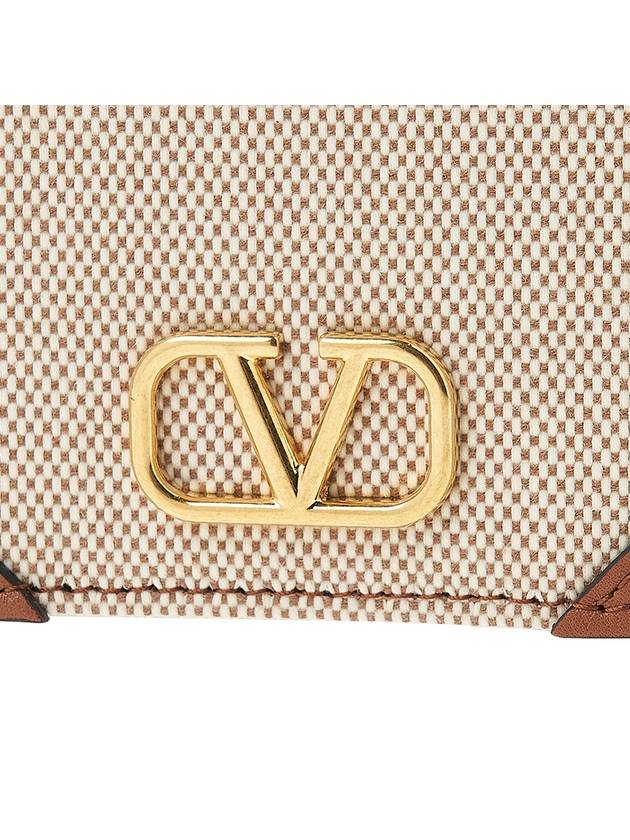 V Logo Signature Half Wallet Natural Brown - VALENTINO - BALAAN 7