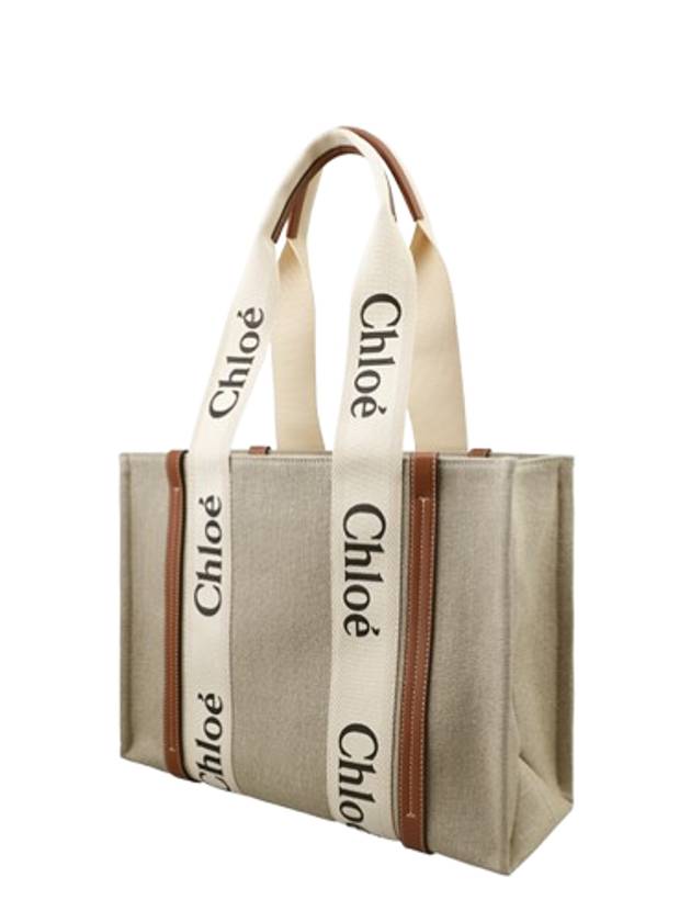 Woody Canvas Medium Tote Bag Brown - CHLOE - BALAAN 4