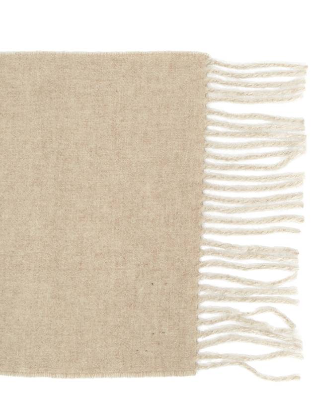 L'Echarpe Fringe Logo Virgin Wool Muffler Beige - JACQUEMUS - BALAAN.