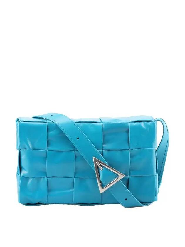 Intrecciato Triangle Buckle Cassette Cross Bag Blue - BOTTEGA VENETA - BALAAN 3