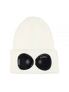 Goggle Detail Ribbed Beanie White - CP COMPANY - BALAAN 2