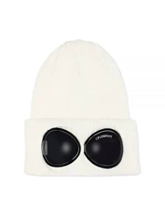 Goggle Detail Ribbed Beanie White - CP COMPANY - BALAAN 2