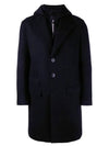 Men's Layered Hooded Wool Single Coat Navy - NEIL BARRETT - BALAAN 1