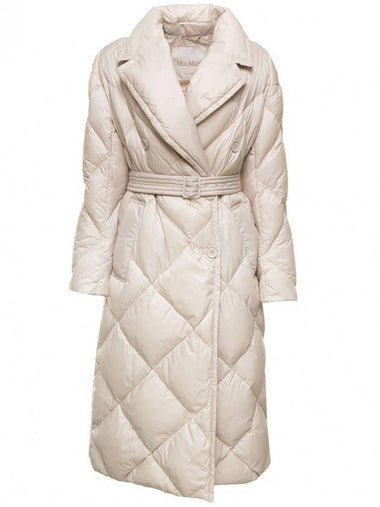 Trecoat Diamond Quilted Belted Padding Sand - MAX MARA - BALAAN 1