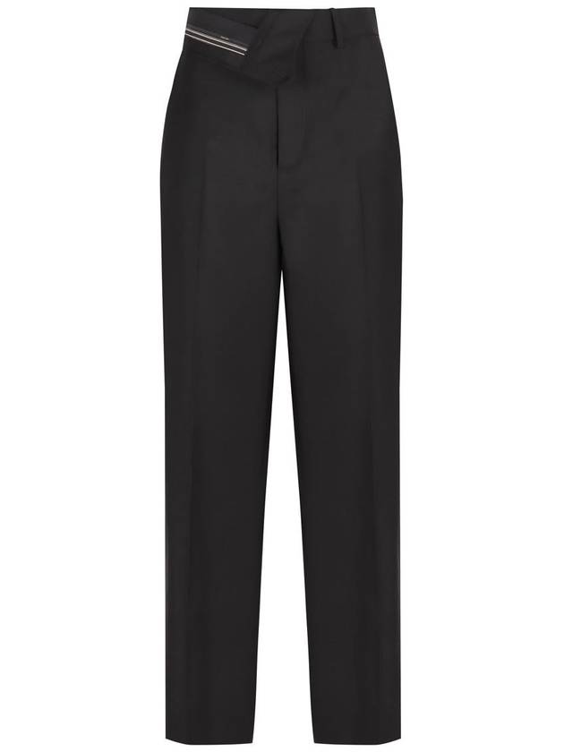 Mohair Wool Carrot Fit Straight Pants Black - FENDI - BALAAN 2