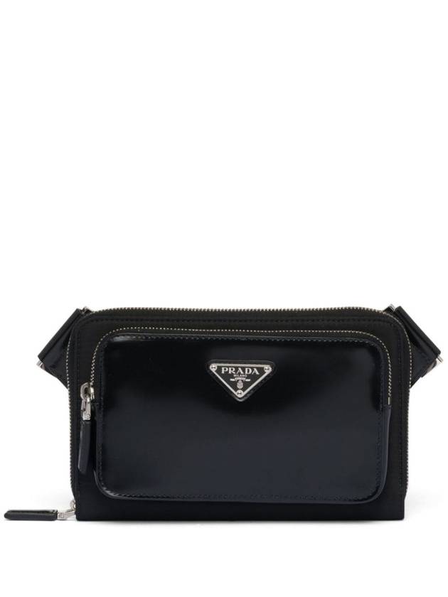 Triangle Logo Brushed Leather Shoulder Bag Black - PRADA - BALAAN 2