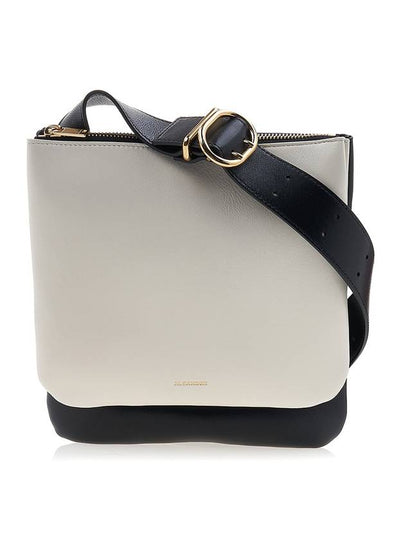 Ombra Two Tone Leather Shoulder Bag Black White - JIL SANDER - BALAAN 2