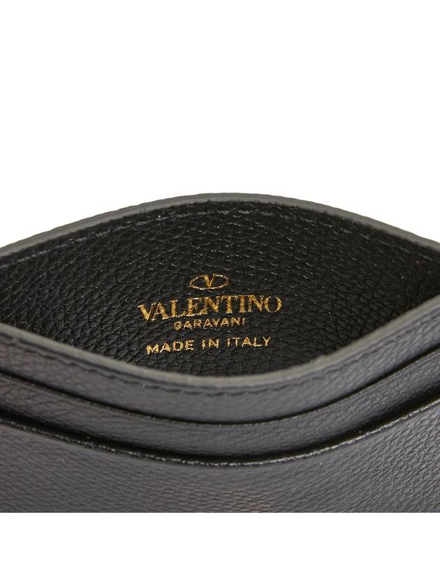 V Logo Signature Grainy Calfskin Card Wallet Black - VALENTINO - BALAAN 7