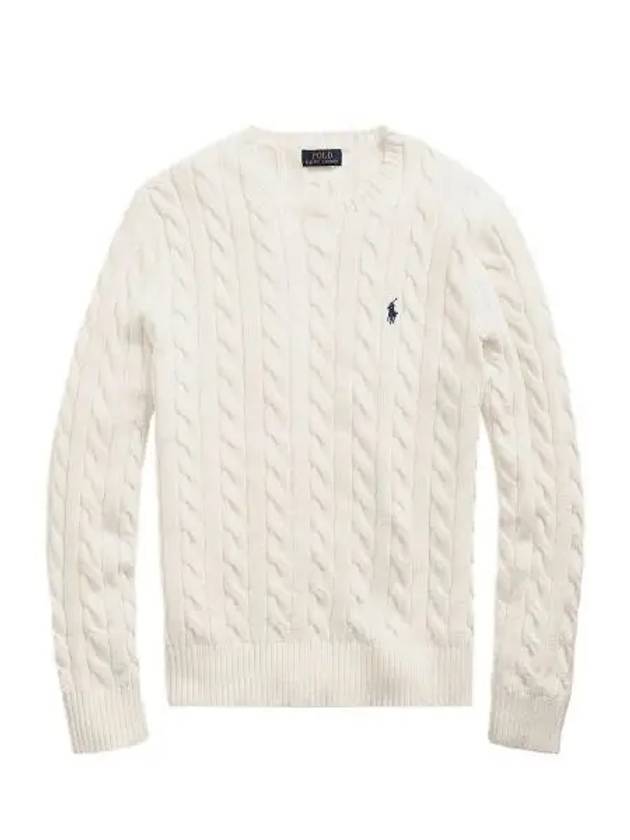 Embroidery Logo Cable Knit Top Ivory - POLO RALPH LAUREN - BALAAN 2