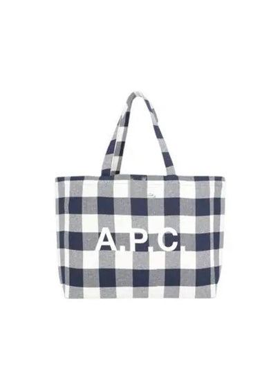 Lou Logo Check Horizontal Tote Bag White Navy - A.P.C. - BALAAN 2