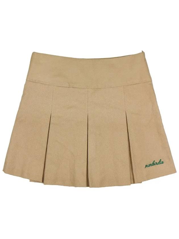 SOFT TOUCH WARM PLEATS Soft brushed embroidery pleated skirtDBEIGE - MONBIRDIE GOLF - BALAAN 3