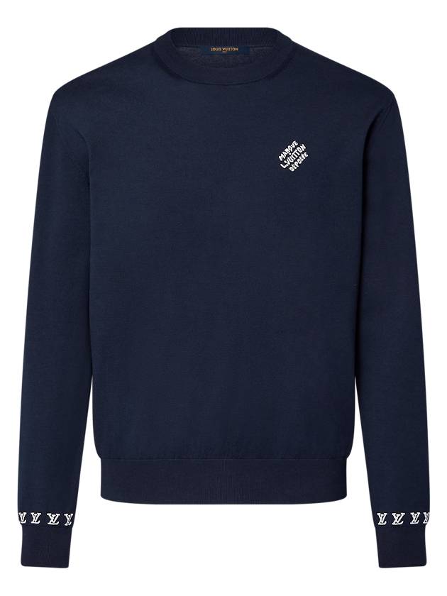 Signature Cotton Crew Neck Long Sleeve T-Shirt Navy - LOUIS VUITTON - BALAAN 2