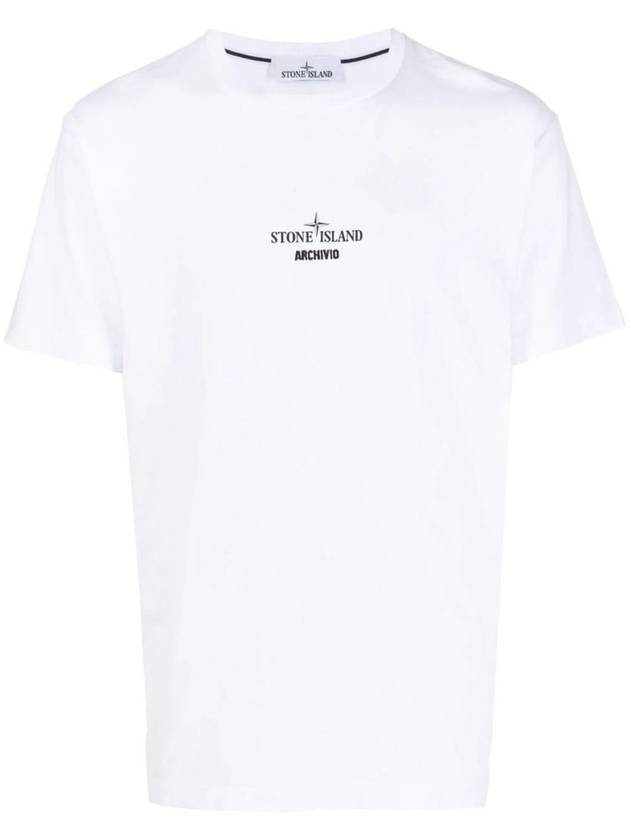 Men's Archivio Logo Short Sleeve T-Shirt White - STONE ISLAND - BALAAN 1