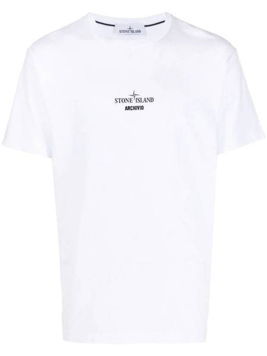 Men's Archivio Logo Short Sleeve T-Shirt White - STONE ISLAND - BALAAN 1