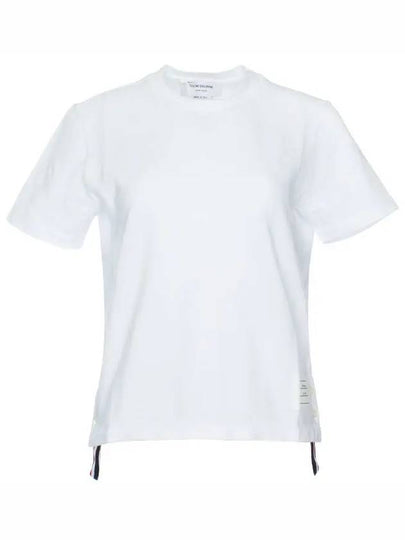 Center Back Stripe Classic Cotton Pique Relaxed Fit Short Sleeve T-Shirt White - THOM BROWNE - BALAAN 2