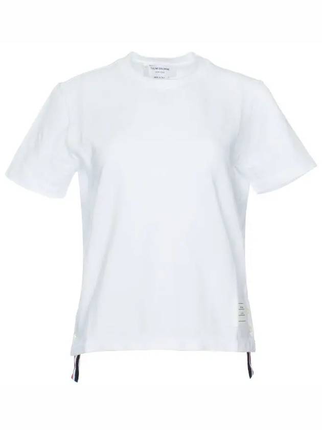 Center Back Stripe Classic Cotton Pique Relaxed Fit Short Sleeve T-Shirt White - THOM BROWNE - BALAAN 7