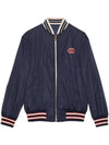 Reversible Nylon Canvas Bomber Jacket Dark Blue - GUCCI - BALAAN 1