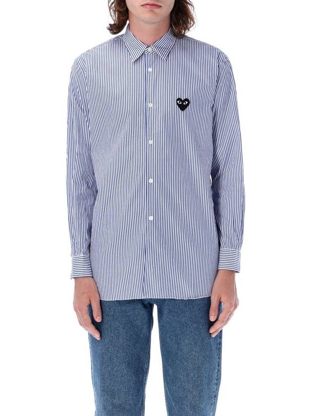 Comme Des Garçons Play Striped Shirt With Black Heart Patch - COMME DES GARCONS PLAY - BALAAN 4