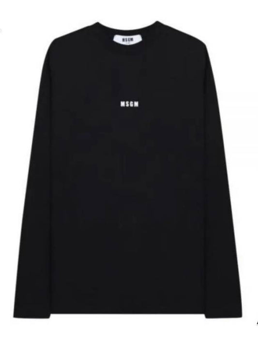 Micro Logo Print Long Sleeve T-Shirt Black - MSGM - BALAAN 2