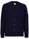 Men's Lens Wappen Lambswool Cardigan Navy - CP COMPANY - BALAAN 2