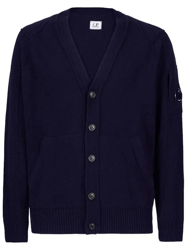 Men's Lens Wappen Lambswool Cardigan Navy - CP COMPANY - BALAAN 2