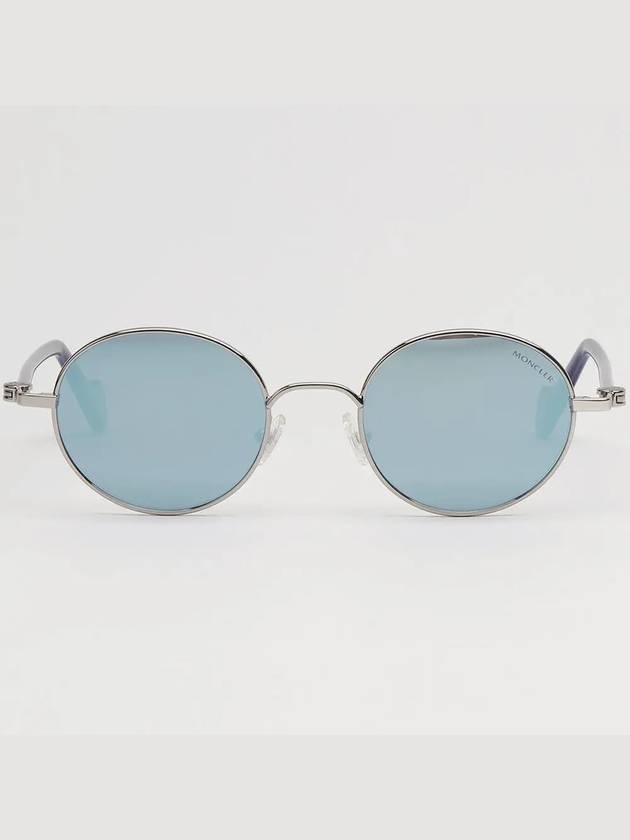 Sunglasses ML0057 14X Mirror Metal Frame Round Blue - MONCLER - BALAAN 3