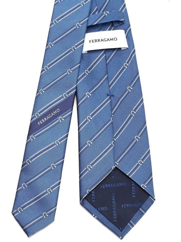 Gancini Print Silk Tie Blue - SALVATORE FERRAGAMO - BALAAN 3