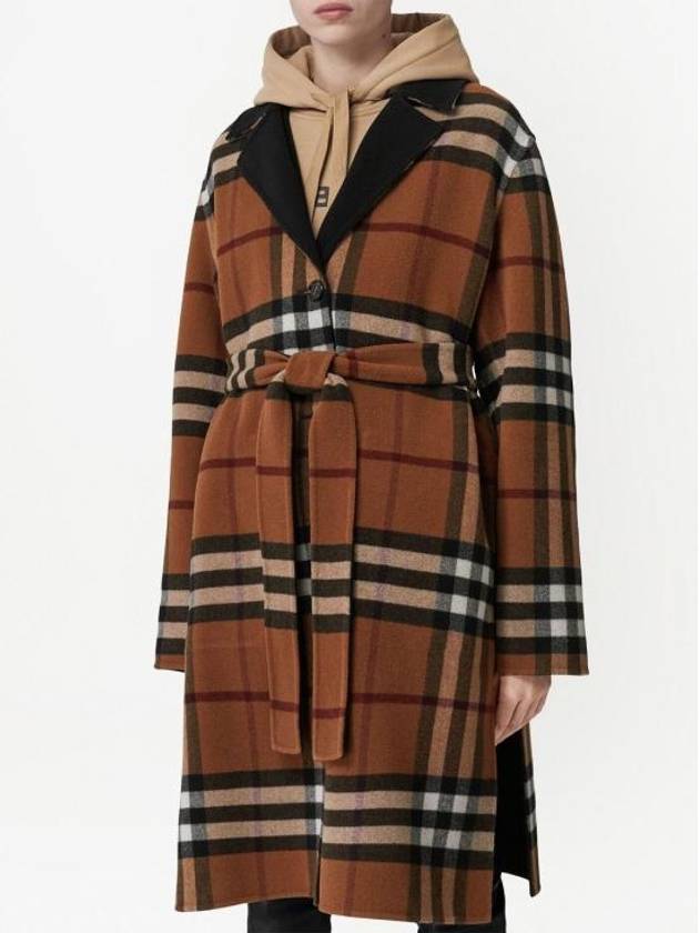 Reversible Check Wool Single Coat Black - BURBERRY - BALAAN 5