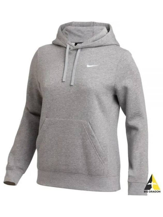 Logo Team Club Pullover Hoodie Grey - NIKE - BALAAN 2