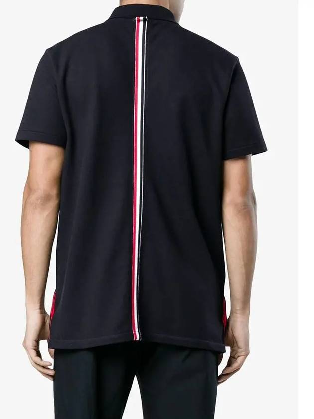 Men's Cotton Pique Center Bag Striped Short Sleeve Polo Shirt  Navy - THOM BROWNE - BALAAN 6