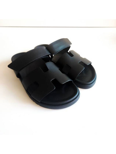 Chypre Leather Sandals Black - HERMES - BALAAN 2